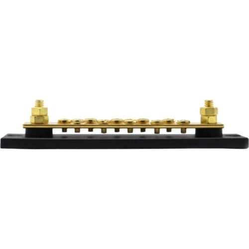 10 Way 2 Stud Brass Bus Bar Electrical Terminal Block 150 amp DC 48V For Car