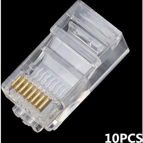 Kebidu 10pcs HOT RJ45 RJ-45 Modular Jack CAT5 Modular Plug Network Connector for UTP Cat5 Cat5e Cat6 Network Cable Crystal Heads