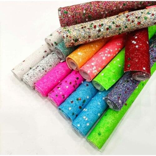 Snowflake Sequin Design Colorful Chunky Glitter Faux Leather Fabric Sheet For Making Christmas Craft/Christmas Decoration