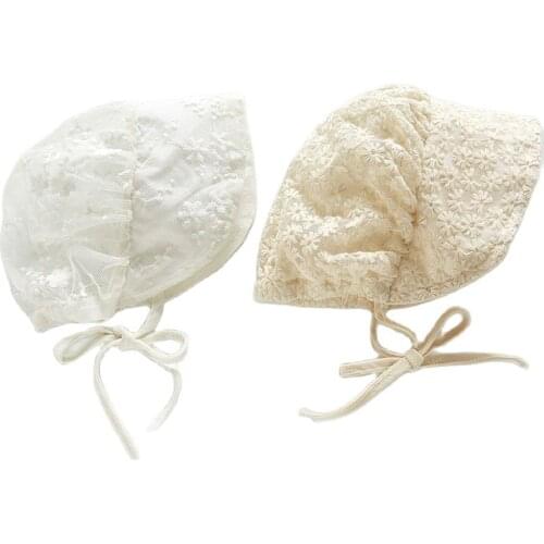 2021Newborn Baby Hat Photography Props Flower Summer Baby Accessories Girl Cute Lace Sunhat Breathable Cotton Infant Bonnet Caps