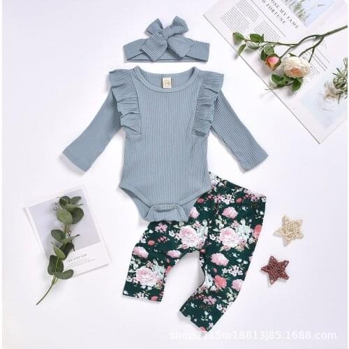 Baby Clothes Newborn 3PCS Infant Baby Girl Romper Jumpsuit Pants Hearwear Baby Clothing Outfits Summer 0-24M