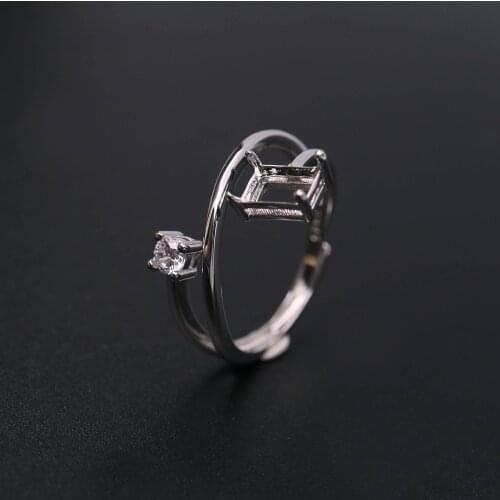 4x6MM Rectangle Bezel Bypass Shank Rose Gold Plated Solid 925 Sterling Silver Adjustable Ring Settings for DIY 1294152