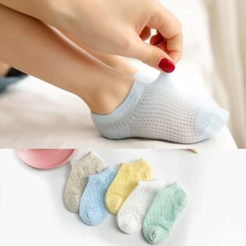5 Pairs Set) 0-5 Yrs Baby Short Socks Mesh Thin Summer Boys Girls Socks Cotton Soft Knee High Socks Toddler Babe Stockings