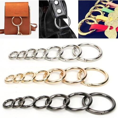 5pcs Spring Gate O Rings DIY Metal Buckles Openable Keyring Leather Bag Buckles Accessories For Handbags Multi-size Carabiner