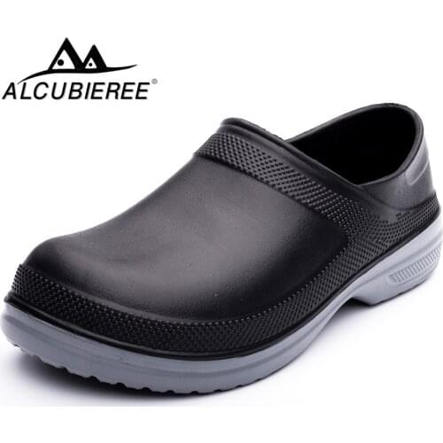 ALCUBIEREE High Quality EVA Chef Shoes Non-slip Waterproof Oil-Proof Kitchen Cook Flat Working Shoes Hotel Restaurant Clogs Men