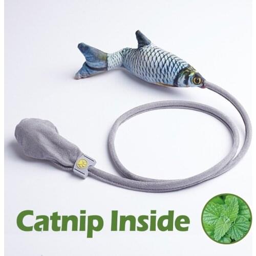 Automatic Cat Toy Interactive Smart Cat Toy with Catnip Fish Plush Teaser Toys Catcher Press Airbag Manually Game Toy Kitten Pet
