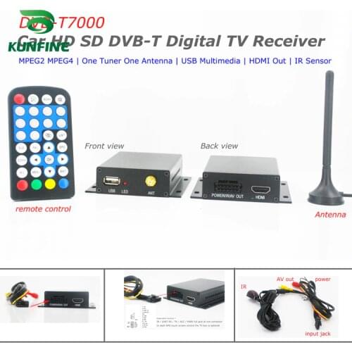 KUNFINE 12-24V Car DVB-T Receiver Box HDTV One Tuner MPEG4 MPEG2