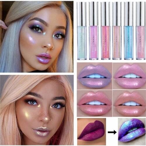 Glitter Liquid Lipstick Lip Gloss Lint Crystal Glow Laser Holographic Lipsticks Jelly Pigment Glitter Lipgloss Tube Makeup