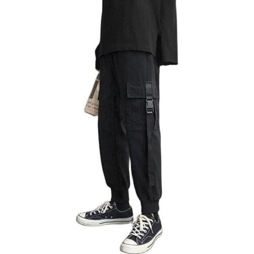 Spring Summer Men Sports Pants Tactical Jogging Cargo Trousers Joggers Casual Tracksuits Streetwear Clothing 2021 Hip Hop Black