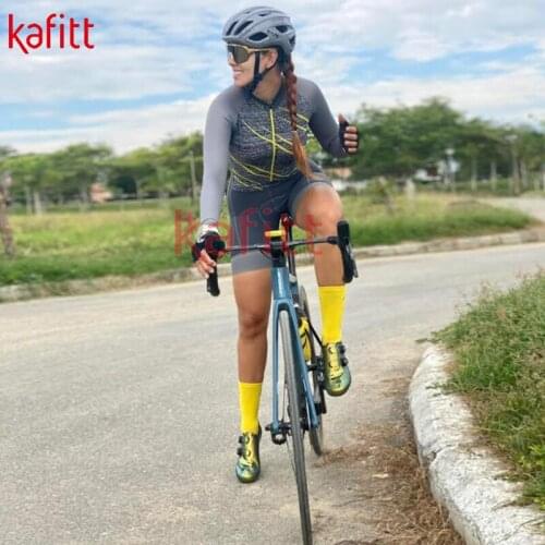 Cafitte Womens Triathlon Long Sleeve Cycling Wear Outdoor Sports Jumpsuit Maillot Macaquinho Professional Cycling Sweatshirt