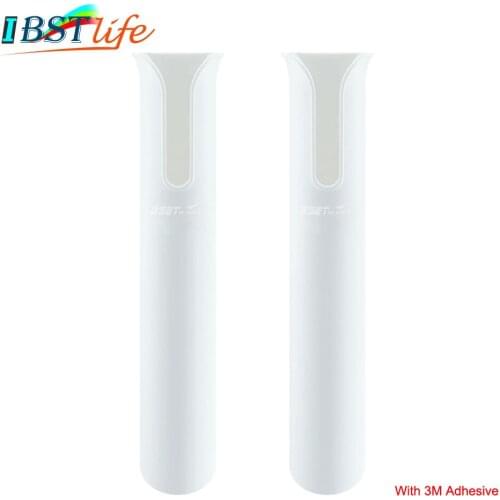2PCS 3M Adhesive White ABS Plastic Rod Holders Fishing Rod Spinning Durable Pole Tube Mount With NO Hole Bracket Socket Rack