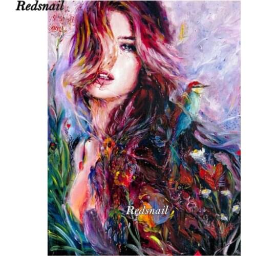 DIY Diamond Painting Cross Stitch 5D Square Mosaic diamond Embroidery Color Beauty Bird Flower Direct Selling Portrait EE626
