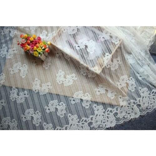 GLace 3M/Lot French Eyelash Lace Fabric Dress Openwork Top Accessories mesh fabric 100% Polyester TX673