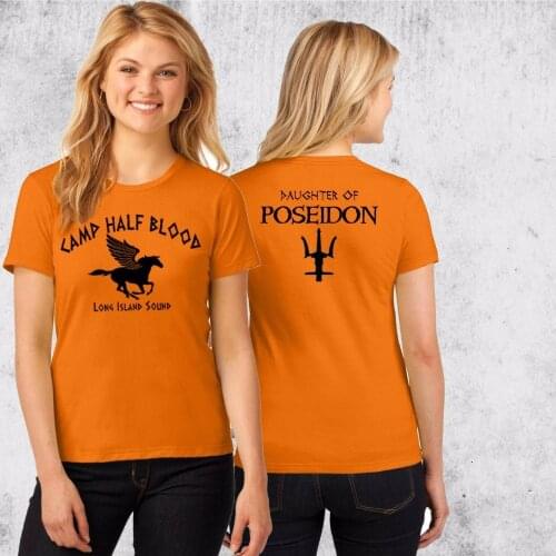 Hahayule j Camp Half Blood T-shirt Percy Jackson Halloween Costume 2 Sided Print women Fitted Ladies, unisex size Shirts