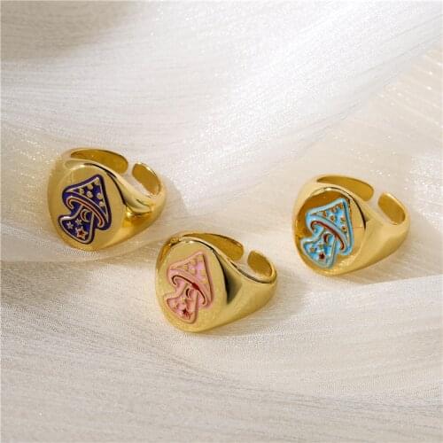 HECHENG,Colorful Mushroom Rings,Cute Jewelry For Women and Girls,Wholesale Dropshipping