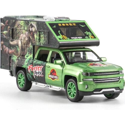 1/32 Jurassic Period Movie Same Diecasts Alloy Car Model Toy Dinosaur Transport Truck Toys Car Gifts Give One Dinosaur For Kids