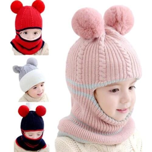 Winter baby Hat Scarf Suit 1-10Y old baby girls boys Knitteed Scarf Set infant warm windbreaker cap kids head wear child outwear