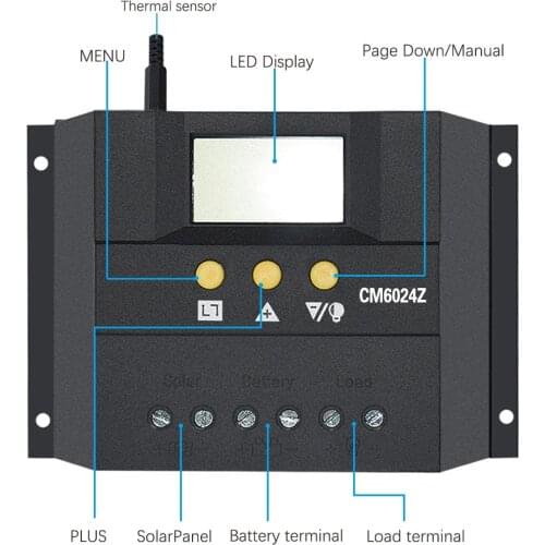 Solar controller PWM 12V/24V 60A for solar panel of 500w 7000w solar charger Regulator for Solar Panel DC-DC Step-down Charging