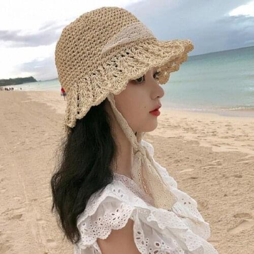 Summer Hollow Sun Hat Women Big Brim Classic New Folding Straw Hat Leisure Outdoor Beach Hat WomenS UV Protection Hat