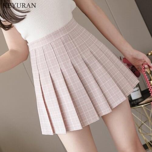 Summer Women Skirts 2021 New Korean Fashion High Waist Plaid Mini Skirt Women School Girls Sexy Cute Pleated Skirt with Zipper