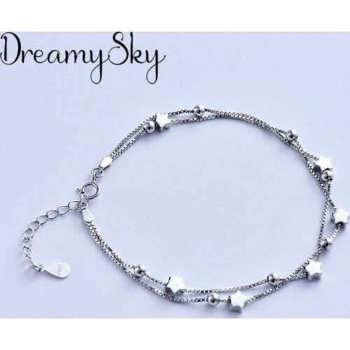 Summer Silver Color Star Beads Bracelets For Women New Fashion Charms Chain Bracelets Girls Jewelry