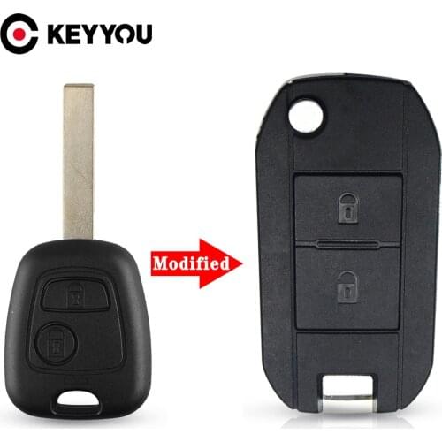 KEYYOU For Peugeot 307 107 207 407 Citroen C1 C2 C3 C4 C5 Modified Remote Entry Key Fob Shell Case 2 Buttons
