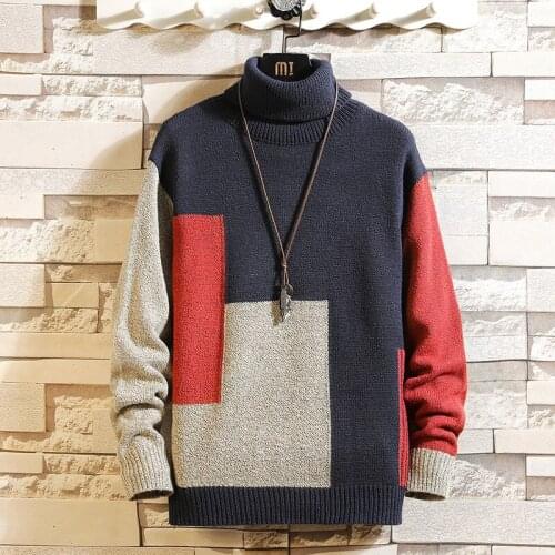 New Fashion Sweaters Mens Winter Turtleneck Pullover Mens Long Sleeves Knitted O-Neck Sweater Ropa De Hombre Plus OverSize 5XL