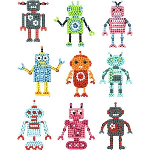 9Pcs Cartoon Robert Pattern Diamond Painting Kits Stickers Diamond Embroidery Cross Stitch Rhinestone By Numbers DIY Craft Gift