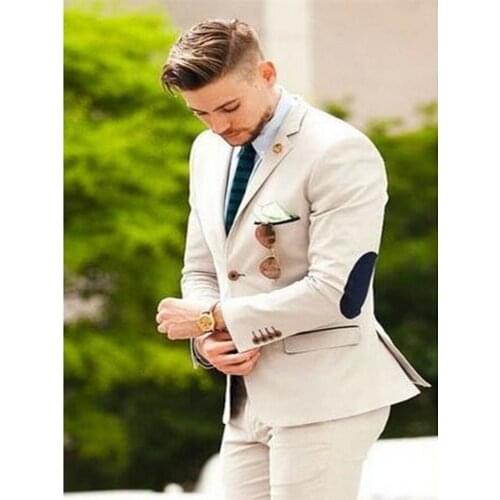 2019 Latest Coat Pant Designs Groom Tuxedos Groomsmen Wedding Suits For Men 2 Pieces Party Dinner Best Man Suits Patch Design