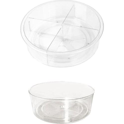New Round Transparent 360 Degree Rotating Cabinet Storage Rack With Divider Turntable Food Storage Container Kitchen Supplies
