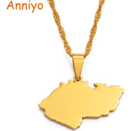 Anniyo The Czech Republic Map Pendant & Necklaces for Women Ceska Country Maps Jewelry Gifts #021921