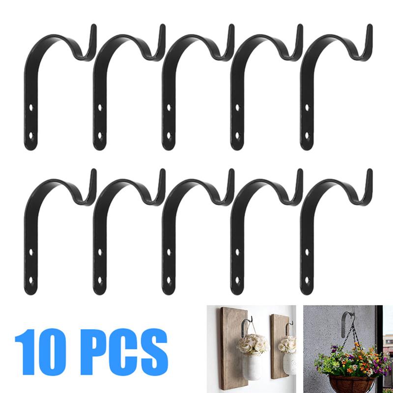 4/10Pcs Iron Garden Wall Light Wall-Mounted Hanging Bracket Flower Plant Hanger Pot Bracket Holder Balcony Garden Decoration