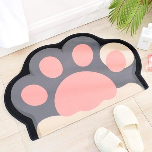 Cartoon Paw Shape Bath Mat Home Entrance Decoration Door Mat Flannel Fast Absorbent Non-slip Bathroom Rug Child Room Floor Mat