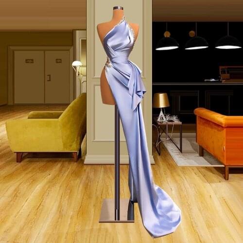 Sexy Summer Halter Neck Evening Dresses Sleeveless Cheap Simple Satin Prom Dress Formal Party Gowns robe de soirée