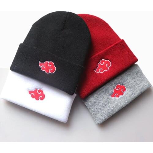 Akatsuki Cloud Knitted Beanies Hats Embroidery Skullies Soft Elastic Cap Solid Sport Bonnet Winter Warm Ski Hats Swanowing