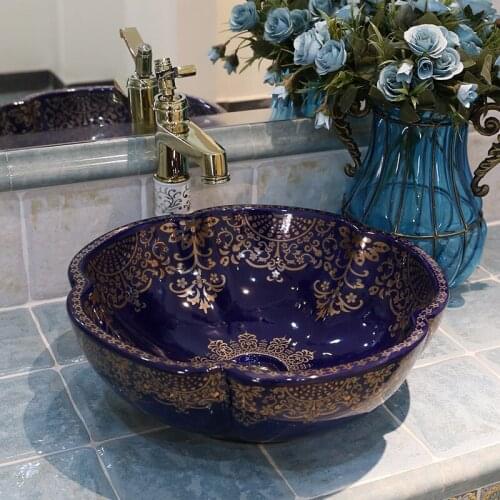 Blue Chinese Antique ceramic sinks china wash basin Ceramic Counter Top Wash Basin Bathroom Sinks green blue bathroom sink china