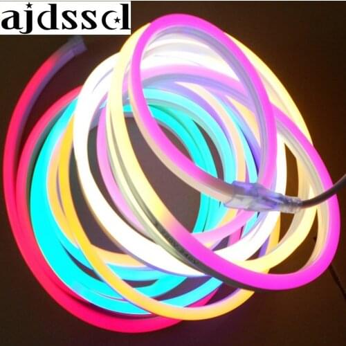 LED Neon Strip 2018new 220V 5050 2835 120LEDs/M soft Neon tape BAR light Power Plug RGB Controller 8x16mm 1m 5m 10m 20m 50m 100m