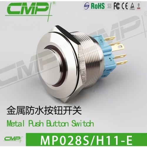 12v/24v LED Momentary Horn Button Metal Switch High surface ring lights Self-Resetting Switchg