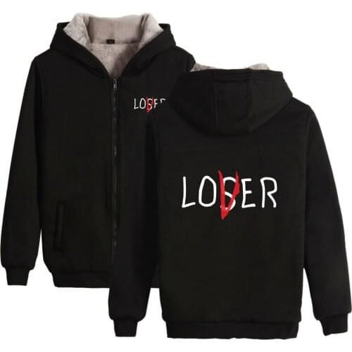 Movie It Losers Club Super Warm Hoody Men/Women autumn Winter Loser Lover Thicker Hoodie Thicken Fleece black zipper Sweatshirts