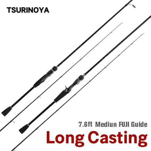 TSURINOYA WOLF Spinning Casting Fishing Rod 2.28m MF Action Fuji Guides High Carbon Long Casting Lure Rod Pike Bass Rods