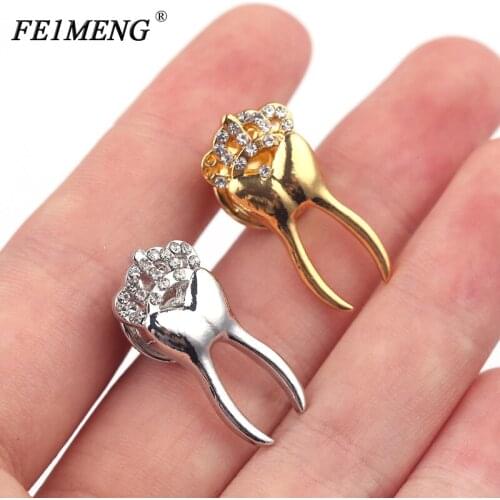 Crystal Crown Teeth Shape Brooches For Women Men Fashion Metal Badge Pins Wedding Party Dress Decoration Harajuku Accessories