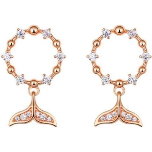 S925 new fishtail earrings, micro-inlaid zircon earrings, female temperament, simple and versatile earrings