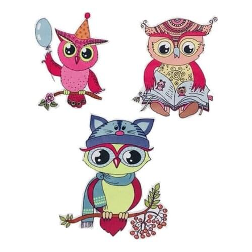 1PCS Fashion Cartoon Owl Patches Fabric Large Applique DIY Embroidered Sequins Patches For Loose coat Clothing Free Delivery