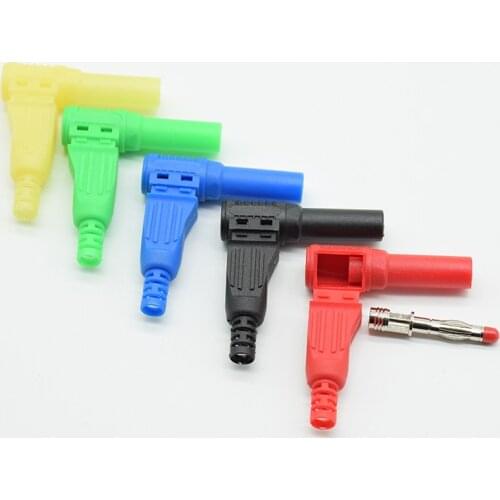 2Pcs red black blue green yellow 4mm Male Right Angle Insulation Wire Solder Type DIY Banana Plug Connector Multimeter test