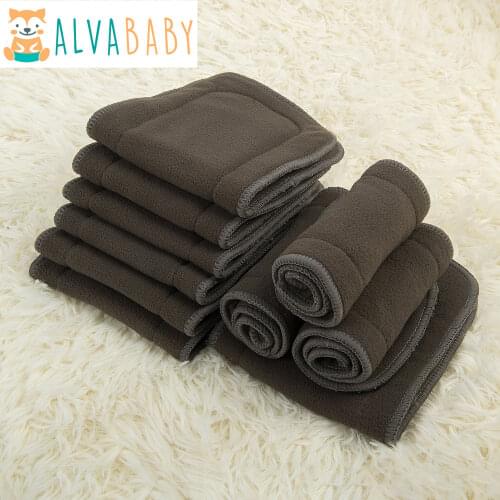 6pcs per lot Alvababy High Absorbent Organic 4 Layers Charcoal Bamboo Insert