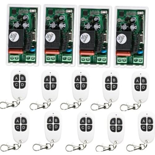 AC 220V 1 CH RF Wireless Remote Control Switch 4 receiver+10 transmitter Simple connection home appliances/lamp