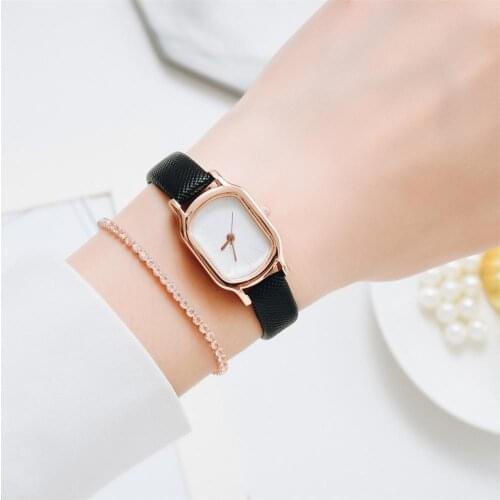 Women Fashion Black Leather Watches Retro Rectangle Watch Elegant Ladies Quartz Wristwatches Sell Well Brand Simple Female Clock