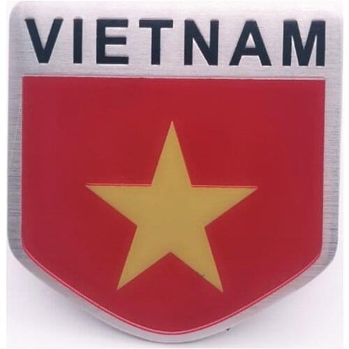 Aluminum Alloy Vietnam National Emblem Flags Logo Car Body Stickers Shield-Styling 5X5CM
