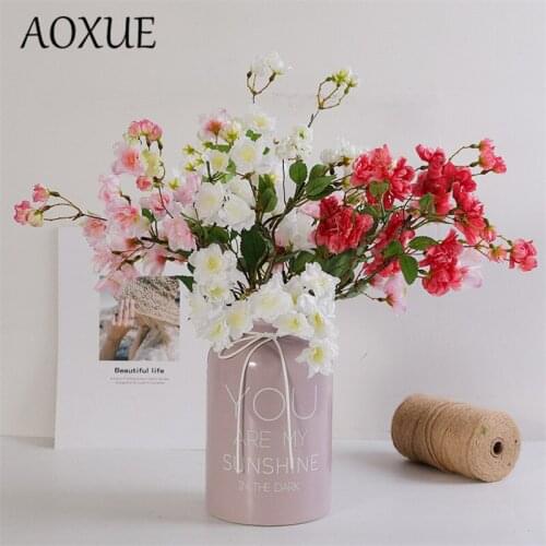 5 branches cherry branch artificial fake flower home living room decoration silk flowers wedding decoration simulation plants