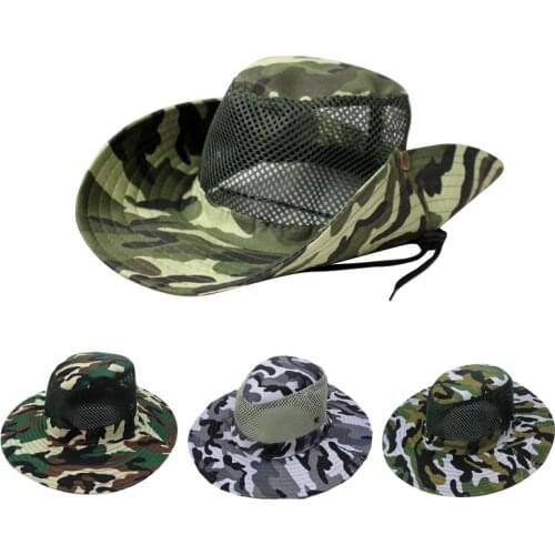 Outdoor Sports Sun Bucket Cap Jungle Hunting Fishing hiking Caps Mesh Breathable Camouflage Tactical Hat Military Boonie Hats